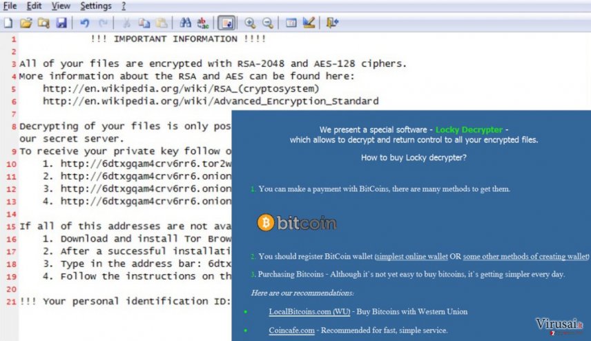Locky virusas ekrano nuotrauka Locky virusas ekrano nuotrauka