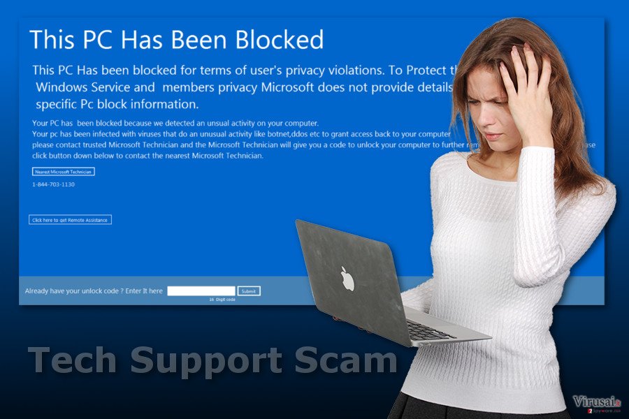 "This PC Has Been Blocked" viruso pavyzdys "This PC Has Been Blocked" viruso pavyzdys