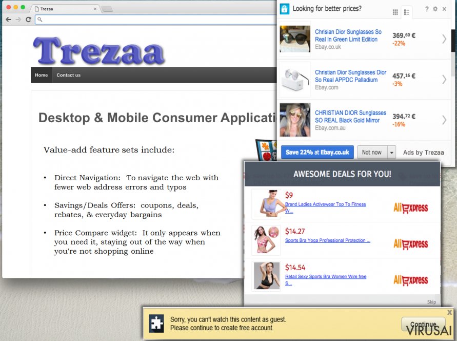 Trezaa reklamos ekrano nuotrauka Trezaa reklamos ekrano nuotrauka