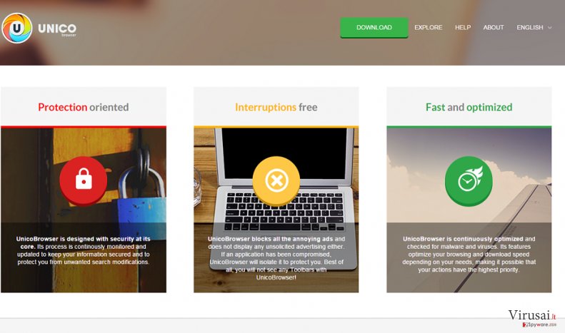 Unico Browser ekrano nuotrauka Unico Browser ekrano nuotrauka