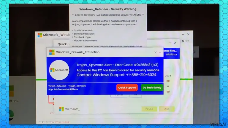 Trojan_Spyware Alert - Error Code #0x268d3 (!x3) pranešimas