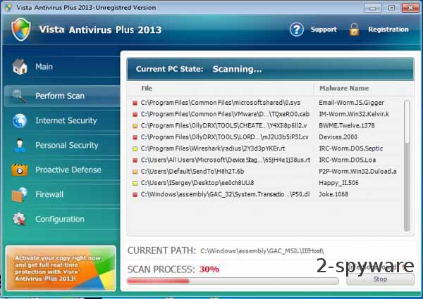 Vista Antivirus Plus 2013 ekrano nuotrauka Vista Antivirus Plus 2013 ekrano nuotrauka
