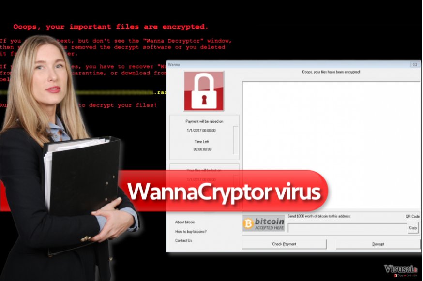 WannaCryptor ransomware virusas WannaCryptor ransomware virusas