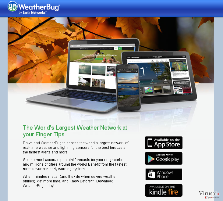 Weather Bug reklamos ekrano nuotrauka Weather Bug reklamos ekrano nuotrauka