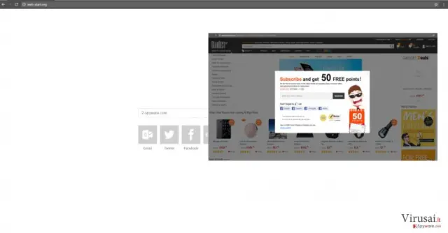 Web-start.org viruso pavyzdys