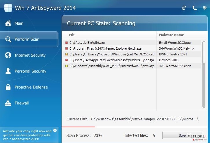 Win 7 Antispyware 2014 ekrano nuotrauka Win 7 Antispyware 2014 ekrano nuotrauka
