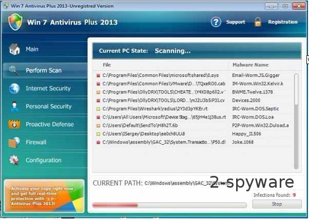 Win 7 Antivirus Plus 2013 ekrano nuotrauka Win 7 Antivirus Plus 2013 ekrano nuotrauka