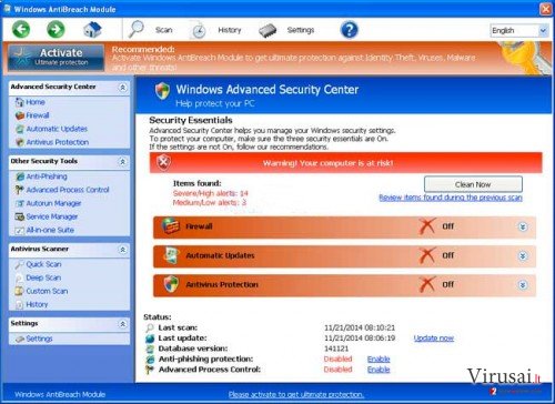 Windows AntiBreach Module ekrano nuotrauka Windows AntiBreach Module ekrano nuotrauka