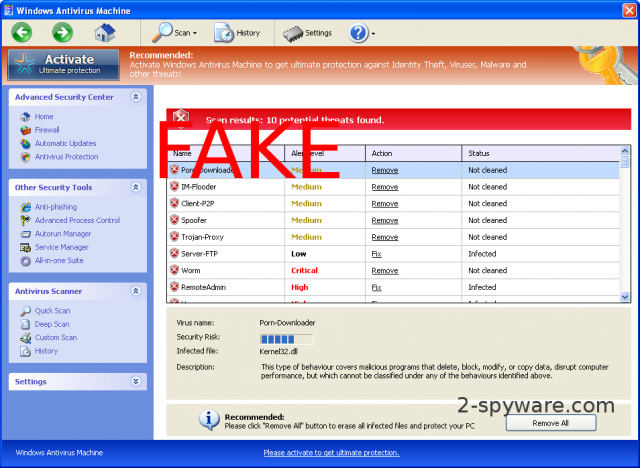 Windows Antivirus Machine ekrano nuotrauka Windows Antivirus Machine ekrano nuotrauka