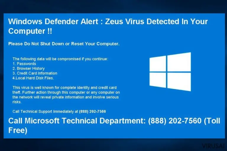 Windows Sefender įspėjimas