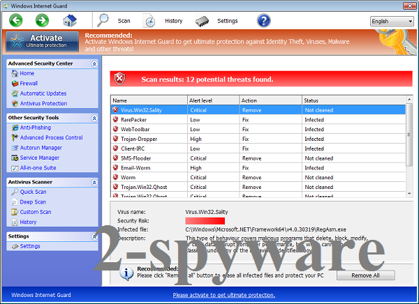 Windows Internet Guard ekrano nuotrauka Windows Internet Guard ekrano nuotrauka