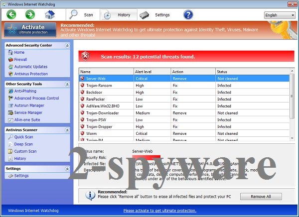 Windows Internet Watchdog ekrano nuotrauka Windows Internet Watchdog ekrano nuotrauka