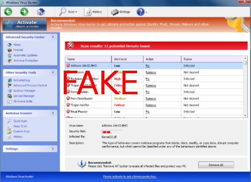 Windows Virus Hunter ekrano nuotrauka Windows Virus Hunter ekrano nuotrauka