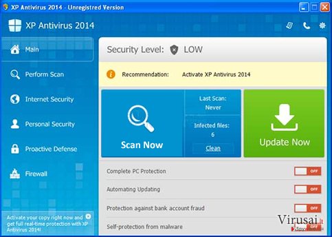 XP Antispyware 2014 ekrano nuotrauka XP Antispyware 2014 ekrano nuotrauka