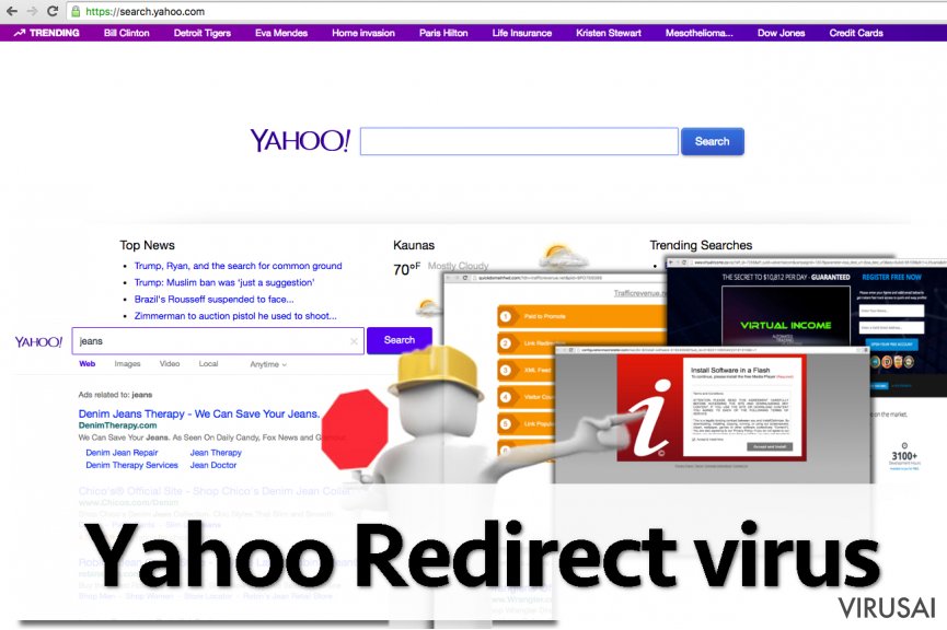 Yahoo Redirect virusas ekrano nuotrauka Yahoo Redirect virusas ekrano nuotrauka