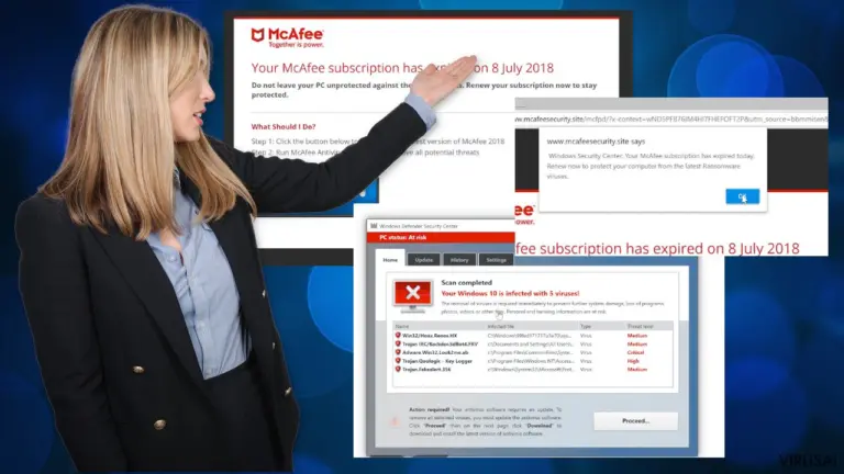 „Your McAfee Subscription Has Expired“ iššokančios reklamos