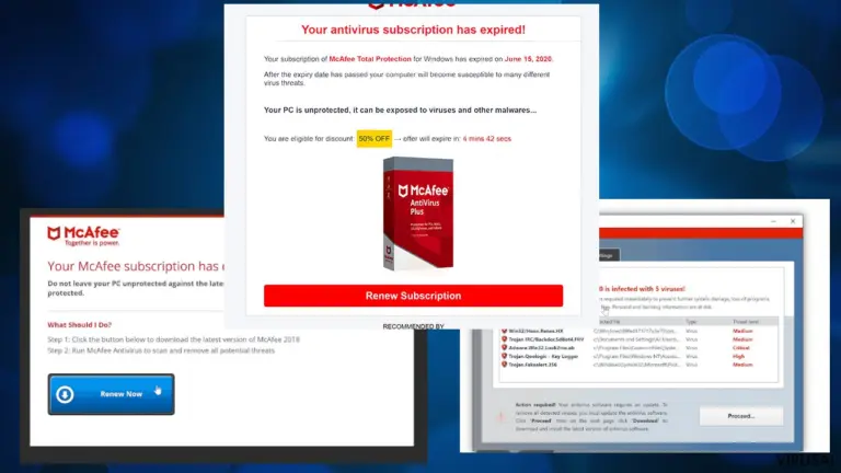 „Your McAfee Subscription Has Expired“ virusas