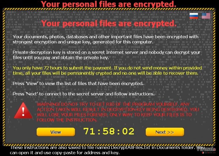 Your personal files are encrypted virusas ekrano nuotrauka Your personal files are encrypted virusas ekrano nuotrauka