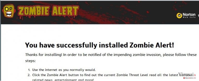 Zombie Alert virusas ekrano nuotrauka Zombie Alert virusas ekrano nuotrauka